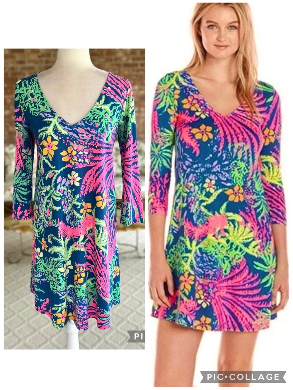Lilly Pulitzer Erin Indigo All A Glow Soft Pima Cotton Jersey Knit Dress S